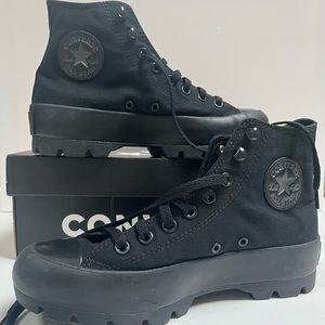 Converse black hightop platform sneakers